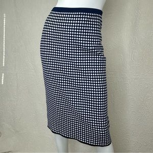 Diane Von Furstenberg Klein Blue Textured Knit Knee Length Pencil Skirt